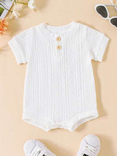 Bebé Body estilo camiseta unicolor con botón delantero