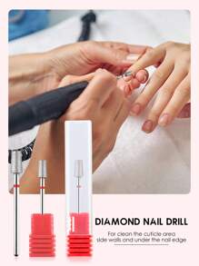 針形角質層指甲鑽頭，1入組鑽石安全角質層清潔鑽，用於電動去除角質層死皮美甲工具 - 紅色 - 查看 1