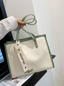 Niche đơn giản, sức chứa lớn, cảm giác cao cấp, tương phản tương phản, trang trí, túi tote, túi đeo vai, phù hợp cho việc đi lại hàng ngày của phụ nữ - màu xanh lá - Xem 1