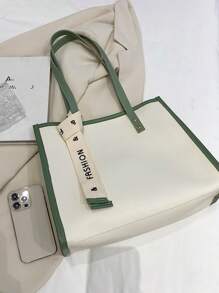 Niche đơn giản, sức chứa lớn, cảm giác cao cấp, tương phản tương phản, trang trí, túi tote, túi đeo vai, phù hợp cho việc đi lại hàng ngày của phụ nữ - màu xanh lá - Xem 5