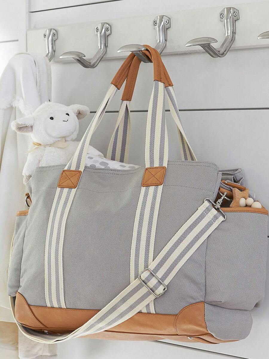 Bolso de mamá, bolso de lona con gran capacidad y multifuncional - Gris Claro - Ver 1