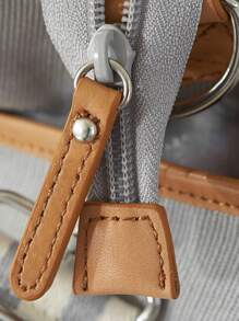 Bolso de mamá, bolso de lona con gran capacidad y multifuncional - Gris Claro - Ver 5