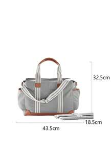 Bolso de mamá, bolso de lona con gran capacidad y multifuncional - Gris Claro - Ver 8