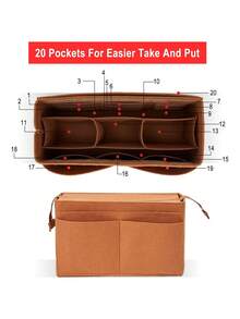 Bolso organizador con cremallera extraíble para cartera - Marrón - Ver 4