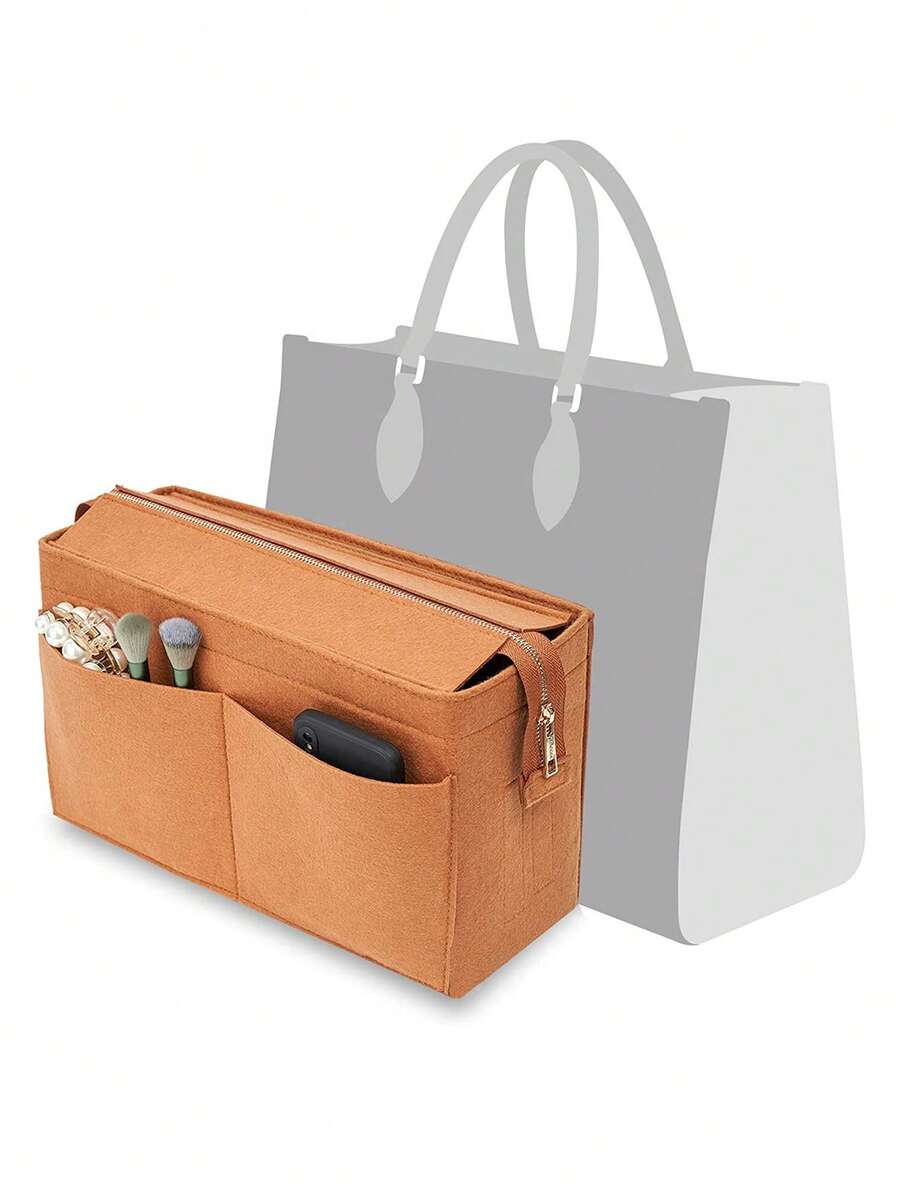 Bolso organizador con cremallera extraíble para cartera - Marrón - Ver 1