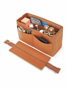 Bolso organizador con cremallera extraíble para cartera - Marrón - Ver 2