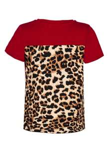Toddler Girls Leopard Print Pocket Patched Tee - Multicolor - View 3