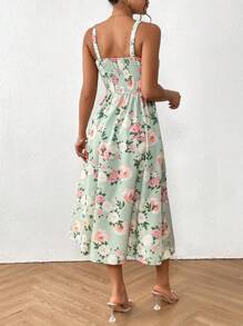 Chiquease Vestido de tirantes con estampado floral - Verde - Ver 3