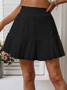 Breezaya 素色荷葉邊娃娃半身裙 - 黑色 - 查看 3