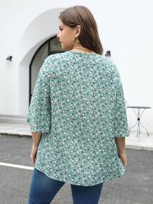 Nemidor Hơn In hoa Ditsy Áo sơ mi - màu xanh lá - Xem 2