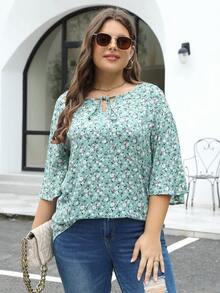 Nemidor Hơn In hoa Ditsy Áo sơ mi - màu xanh lá - Xem 5