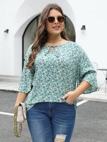 Nemidor Hơn In hoa Ditsy Áo sơ mi - màu xanh lá - Xem 7