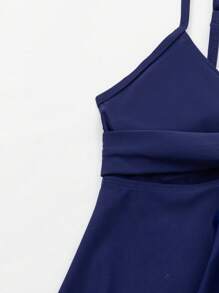 Swim Lushoire Striped Twist Front Tankini Summer Beach - Navy Blue - View 6