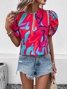 SHEIN Unity Áo sơ mi nữ Nút Tất cả trên in In ngẫu nhiên Giải trí - Nhiều màu - Xem 5