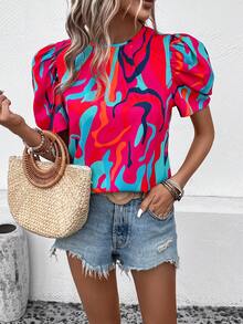 SHEIN Unity Áo sơ mi nữ Nút Tất cả trên in In ngẫu nhiên Giải trí - Nhiều màu - Xem 6