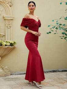 Missord Đầm Dây kéo màu trơn Buổi tiệc - Đỏ - Xem 6