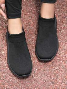 Zapatos para correr slip on de parejas - Negro - Ver 3