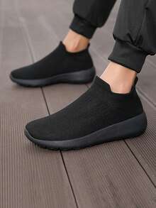 Zapatos para correr slip on de parejas - Negro - Ver 4