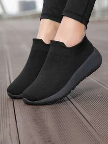 Zapatos para correr slip on de parejas - Negro - Ver 5