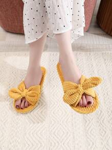 Zapatillas de casa con decoración de mariposa de suela blanda para otoño/invierno, zapatos de interior para primavera/otoño en suelos de madera con silencio, zapatillas esponjosas - Amarillo - Ver 4