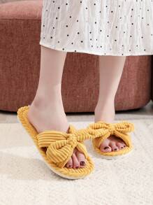 Zapatillas de casa con decoración de mariposa de suela blanda para otoño/invierno, zapatos de interior para primavera/otoño en suelos de madera con silencio, zapatillas esponjosas - Amarillo - Ver 5