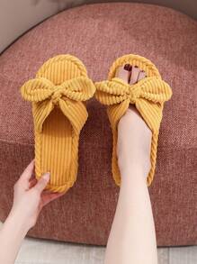 Zapatillas de casa con decoración de mariposa de suela blanda para otoño/invierno, zapatos de interior para primavera/otoño en suelos de madera con silencio, zapatillas esponjosas - Amarillo - Ver 6