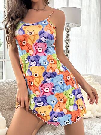 SweetSlumber Cartoon Graphic Cami Pajama Nightdress