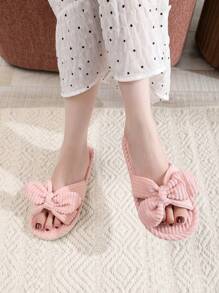 Fall/Winter Open Toe Indoor Slippers With Soft Bottoms, Quiet On Wooden Floors, For Spring And Autumn Home Use,Fluffy Slippers - Pink - View 2