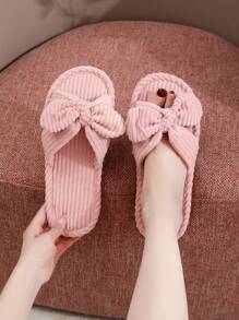 Fall/Winter Open Toe Indoor Slippers With Soft Bottoms, Quiet On Wooden Floors, For Spring And Autumn Home Use,Fluffy Slippers - Pink - View 6