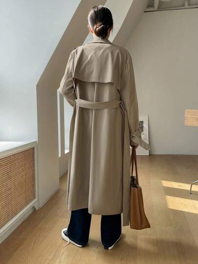 DAZY Áo khoác trench coat hai hàng khuy công sở