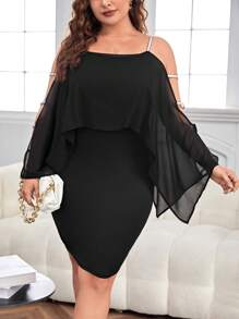 SHEIN Privé 大碼挖肩連衣裙 - 黑色 - 查看 5