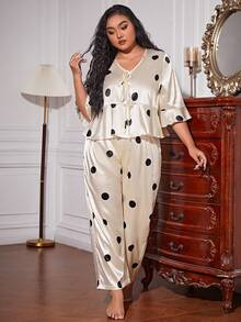 Bộ Giản Dị Kích Thước Lớn Xù Chấm bi Lãng mạn-Lãng mạn - Màu be - Xem 2