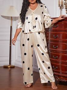 Bộ Giản Dị Kích Thước Lớn Xù Chấm bi Lãng mạn-Lãng mạn - Màu be - Xem 7