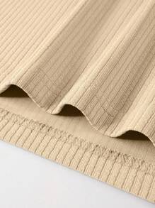 Manfinity Homme 男士素色背心上衣和腰部抽繩長褲 - 卡其色 - 查看 7