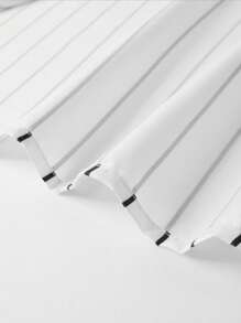 Manfinity Homme Men Striped & Letter Graphic Baseball Collar Shirt Without Tee - White - View 5