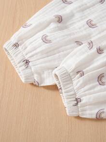 SHEIN Toddler Girls Rainbow Print Cami Top & Trousers Set - White - View 3