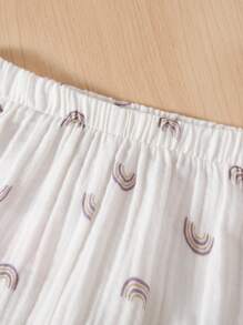 SHEIN Toddler Girls Rainbow Print Cami Top & Trousers Set - White - View 5