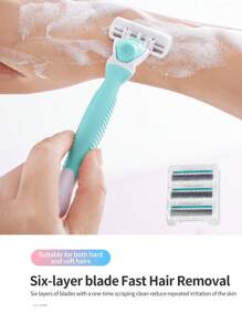 剃刀,1入組綠色剃鬚刀剃刀1支架4層刀片6層刀片附盒比基尼泳裝腋下除毛器脫毛器工具 - 綠色 - 查看 1