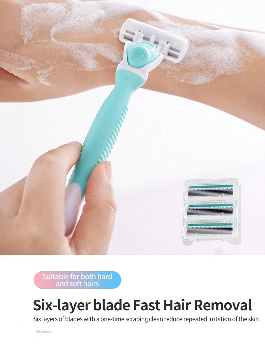 剃刀,1入組綠色剃鬚刀剃刀1支架4層刀片6層刀片附盒比基尼泳裝腋下除毛器脫毛器工具 - 綠色 - 查看 1