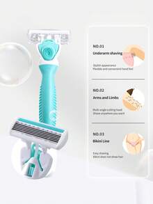 剃刀,1入組綠色剃鬚刀剃刀1支架4層刀片6層刀片附盒比基尼泳裝腋下除毛器脫毛器工具 - 綠色 - 查看 7