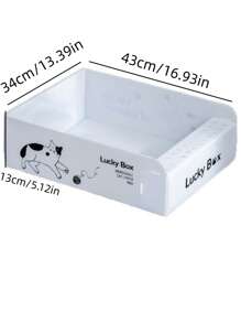 1pc Plastic Foldable Litter Box For Cats - White - View 3