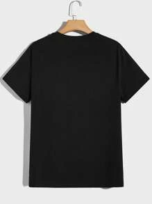 GENTILAND Hombres Camiseta con estampado geométrico - Negro - Ver 2