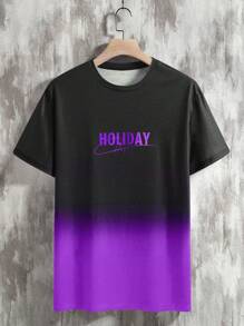 Manfinity Homme Men Letter Graphic Ombre Tee