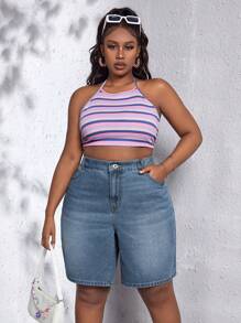 SHEIN SXY Shorts mezclilla bermuda - Lavado ligero - Ver 5