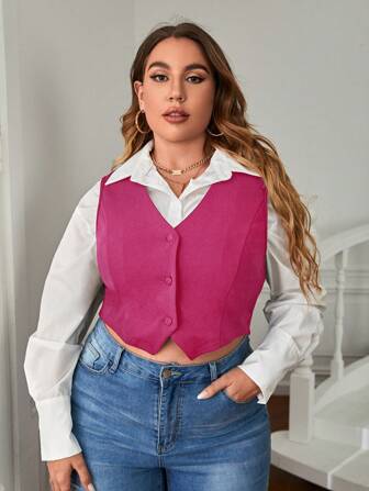 SHEIN Privé 大碼前紐扣馬甲不帶襯衫