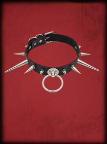 ROMWE Goth 1入組前衛圓環和鉚釘裝飾頸鏈適合女士日常裝飾