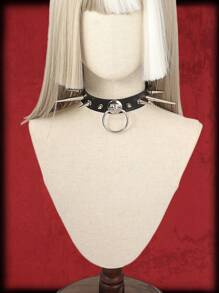 ROMWE Goth 1入組前衛圓環和鉚釘裝飾頸鏈適合女士日常裝飾