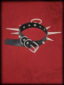 ROMWE Goth 1入組前衛圓環和鉚釘裝飾頸鏈適合女士日常裝飾