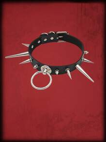 ROMWE Goth 1入組前衛圓環和鉚釘裝飾頸鏈適合女士日常裝飾