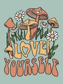 SHEIN EZwear Quần áo thể thao nữ Túi Dây kéo Hoa Slogan Giải trí - Màu xanh Bạc hà - Xem 6